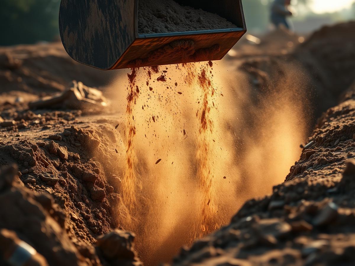 Excavator preparing a rural construction site in Central Texas